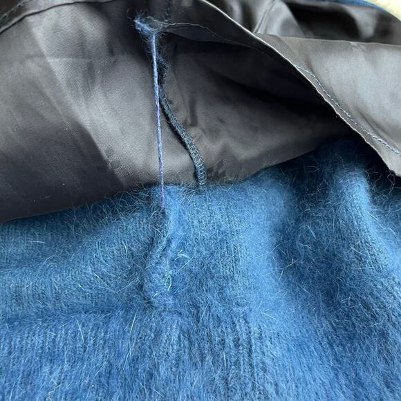 Venesha‎ High Quality Angora Blend Vintage Cardigan Medium Blue Open Front - Picture 13 of 14